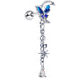 16G 1/4 Clear Gem Butterfly Blue Beauty Dangle Cartilage Earring