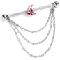 14G Aurora Gem Butterfly Pink Beauty Dangle Industrial Barbell 38mm