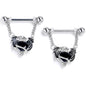 14G 9/16 Black CZ Gem Heart of Dragon Dangle Nipple Ring Set
