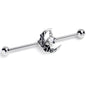 14G Clear Gem Ornate Moon Star Industrial Barbell 38mm