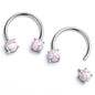 14G 9/16 Pink Turquoise Internally Threaded Horseshoe Nipple Ring Set