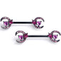 14G 9/16 Pink Gem Black Butterfly Heart Moon Barbell Nipple Ring Set