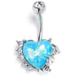 Blue Faux Opal Sunny Heart Belly Ring