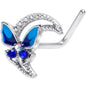 20G 7mm Aurora Gem Butterfly Blue Beauty L Shape Nose Ring