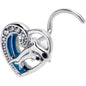 20G 7mm Clear CZ Gem Dolphin Heart Delight Left Side Nose Screw