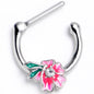 16G 5/16 Clear Gem Faerie Flower Pink Cartilage Clicker