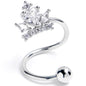 16G 3/8 Clear Gem Crown Heart Spiral Twister Belly Ring