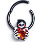 16G 3/8 Red Gem Black Skeleton Heart Hinged Segment Ring