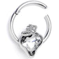 16G 3/8 Clear Gem Strawberry Love Hinged Segment Ring