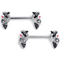 14G 9/16 Clear Gem Crescent Moon Witch Barbell Nipple Ring Set