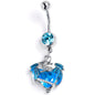 Blue Gem Heart of Dragon Dangle Belly Ring