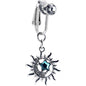 Clear Blue CZ Gem Sun Moon Star Dangle Clip on Fake Belly Ring