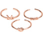 Knot Bow Rosy Adjustable Toe Ring Set of 3
