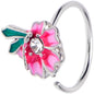 20G 5/16 Clear Gem Faerie Flower Pink Nose Hoop