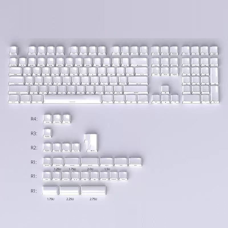 Crystal Jelly Side-engraved Keycaps For A 136-key Compact Full-size Keyboard