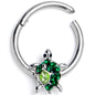 16G 3/8 Green Gem Turtle World Hinged Segment Ring