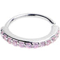 20G 5/16 Pink CZ Gem Forward Facing Seamless Closure Ring