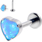 16G 5/16 Blue Synthetic Opal G23 Titanium Threadless Heart Labret