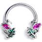 16G 3/8 Pink Gem Fabulous Flamingo Horseshoe Circular Barbell