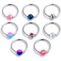 16G 3/8 Pink Clear Gem Multi Purple Blue BCR Captive Ring Set of 8