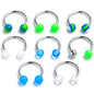 16G 3/8 Blue White Green Horseshoe Circular Barbell Set of 8