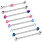 14G Pink Gem Star Blue Industrial Barbell 38mm Set of 8