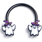 16G 3/8 Black Witch Hat Ghosts Horseshoe Circular Barbell