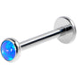16G 3/8 Blue Synthetic Opal G23 Titanium Threadless Push In Labret