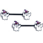 14G 9/16 Black Witch Hat Ghost Halloween Barbell Nipple Ring Set