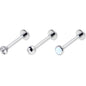 16G 3/8 White Synthetic Opal G23 Titanium Threadless Labret Set of 3