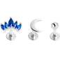 16G 1/4 Blue CZ Gem Moon Arch Labret Tragus Set of 3
