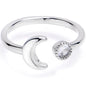 Clear Gem Crescent Moon Adjustable Toe Ring