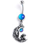 Blue Orb Mushrooms on the Moon Dangle Belly Ring