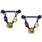 14G 9/16 Black Sweet Halloween Boo Dangle Nipple Ring Set