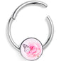 16G 3/8 Butterfly Pink Rose Hinged Segment Ring
