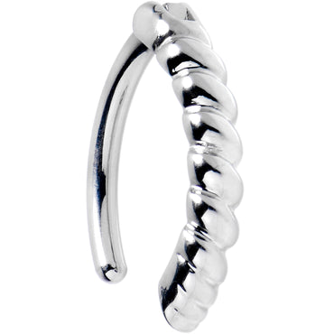 14G 3/8 Grade 23 Titanium Rope Style Hinged Hoop Belly Ring