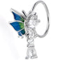 20G 5/16 Clear Gem Butterfly Dazzling Beauty Blue Nose Hoop