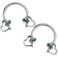 14G 9/16 Palm Tree Love Horseshoe Nipple Ring Set