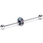 14G Blue CZ Gem Stylish Skull Industrial Barbell 38mm