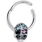 16G 3/8 Blue Gem Stylish Skull Hinged Segment Ring