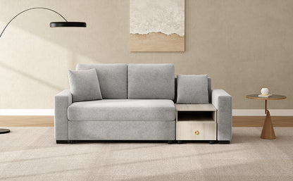 Sofa Modular Chenille Gray 2 Seat Center Console Storage Armrests 79 In
