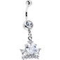Clear Gem Heart Crown Dangle Belly Ring