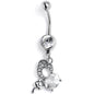 Clear CZ Gem Abstract Style Butterfly Dangle Belly Ring