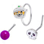 20G Mummy Pumpkin Skull Halloween Nose Hoop Bone Set of 3