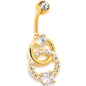 Clear CZ Gem Gold Tone Linked Loops Dangle Belly Ring