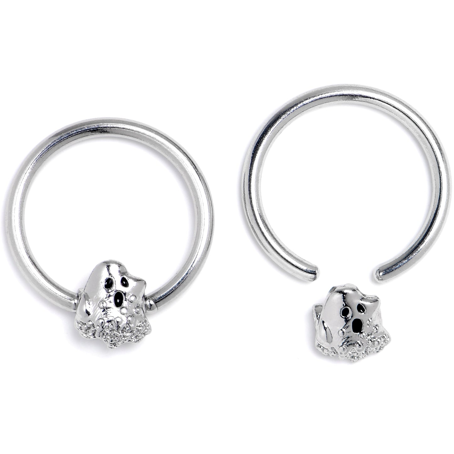 16G 3/8 Howling Ghost BCR Captive Ring Set of 4