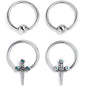 16G 3/8 Dagger Design Green BCR Captive Ring Set of 4