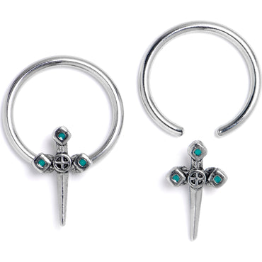 16G 3/8 Dagger Design Green BCR Captive Ring Set of 4