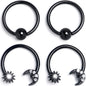16G 3/8 Clear Gem Black Moon Sun BCR Captive Horseshoe Set of 4