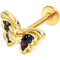 16G 5/16 Vitrail Gem Gold Tone Classic Butterfly Labret Tragus